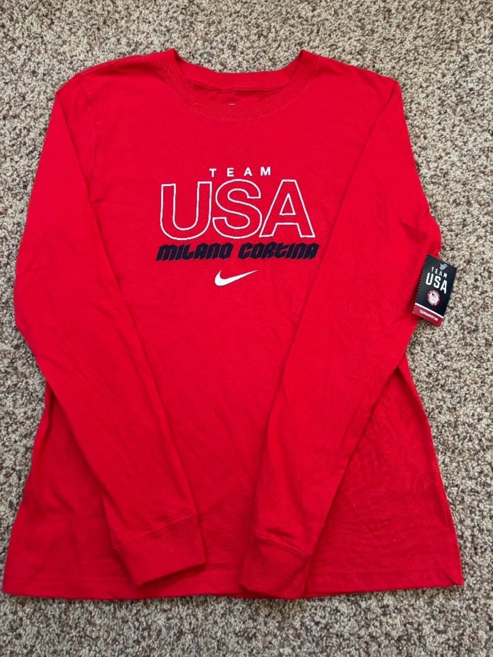 Team USA Milano Cortina Women's Nike Red 2026 Winter Olympics Long Sleeve shirt